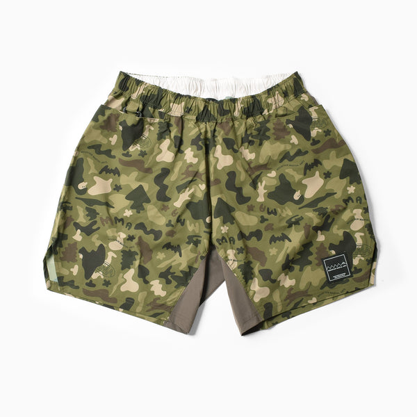 MMA_Jerry Ukai PONCHOMAN CAMO Hike&Run Shorts (Green Camo)