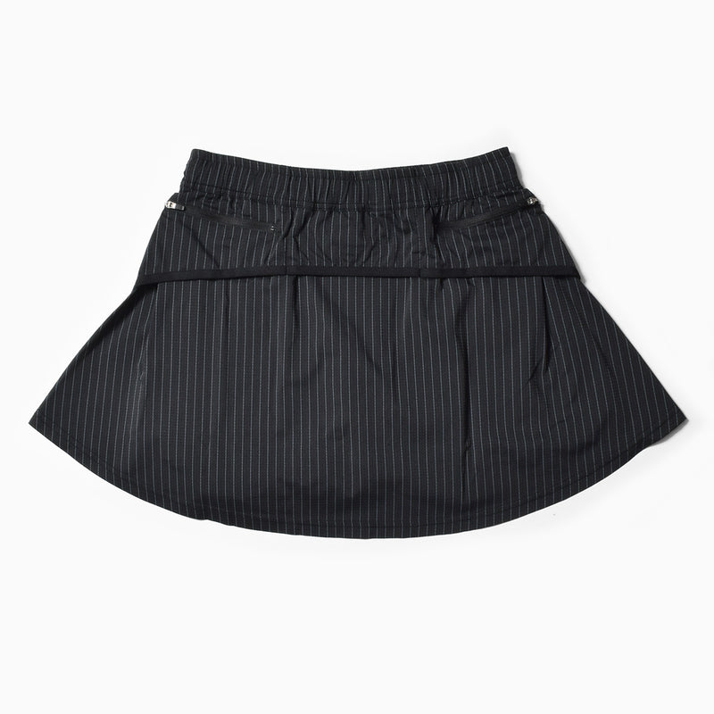 MMA Front Pleats Run Skirt (Black Stripe)