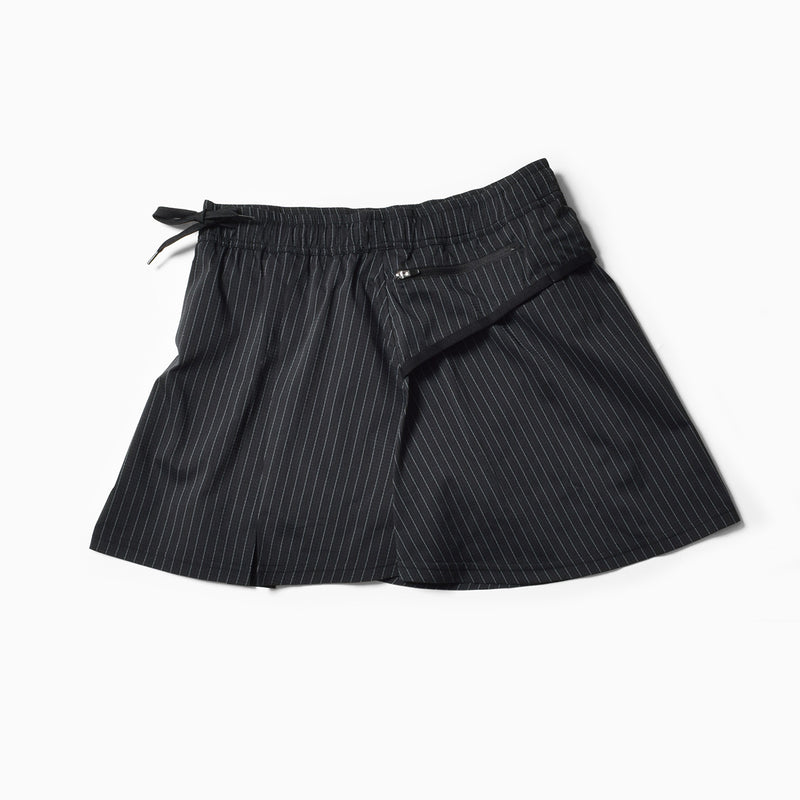 MMA Front Pleats Run Skirt (Black Stripe)