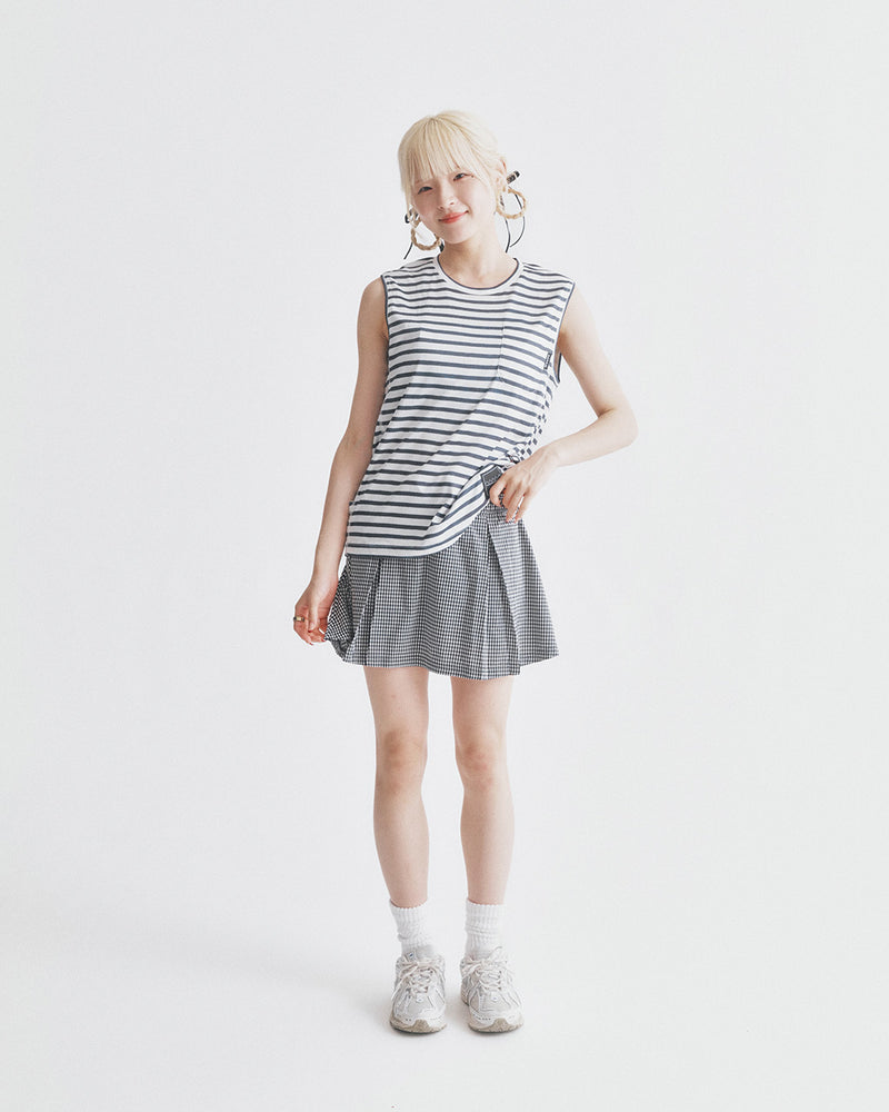 MMA Front Pleats Run Skirt (Black Check) – TOKYO MOUNTAIN