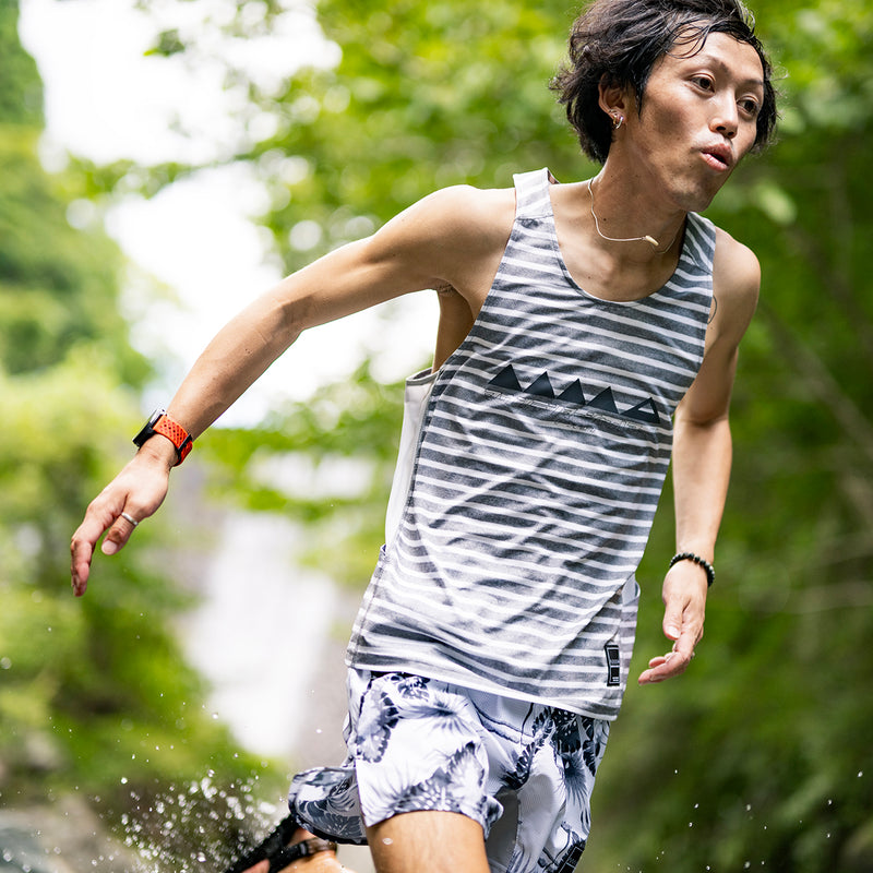 MMA Running Border Singlet (Gray_White)