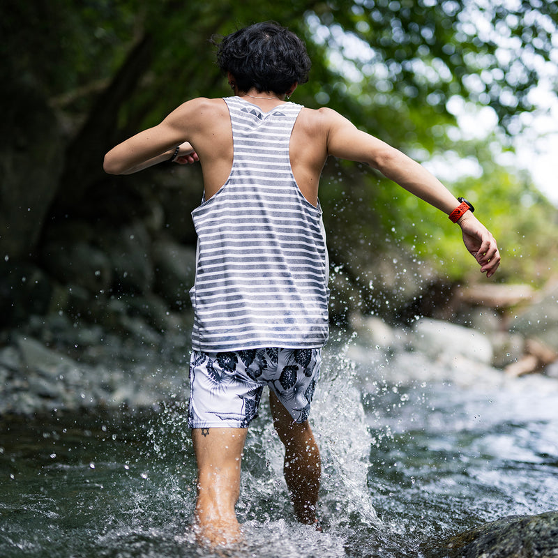 MMA Running Border Singlet (Gray_White)