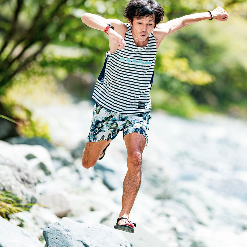MMA Running Border Singlet (White_Navy)