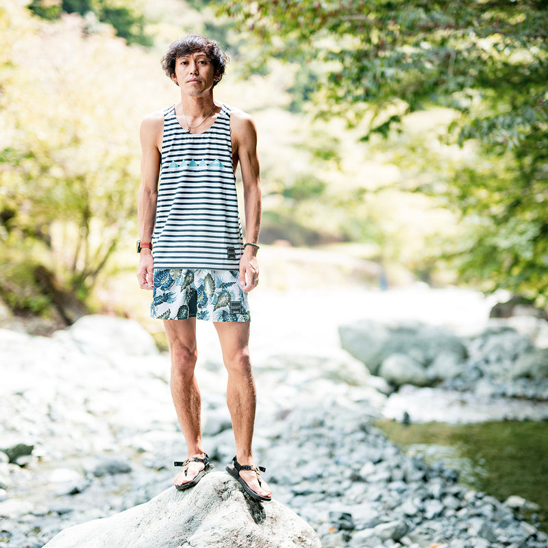 MMA Running Border Singlet (White_Navy)